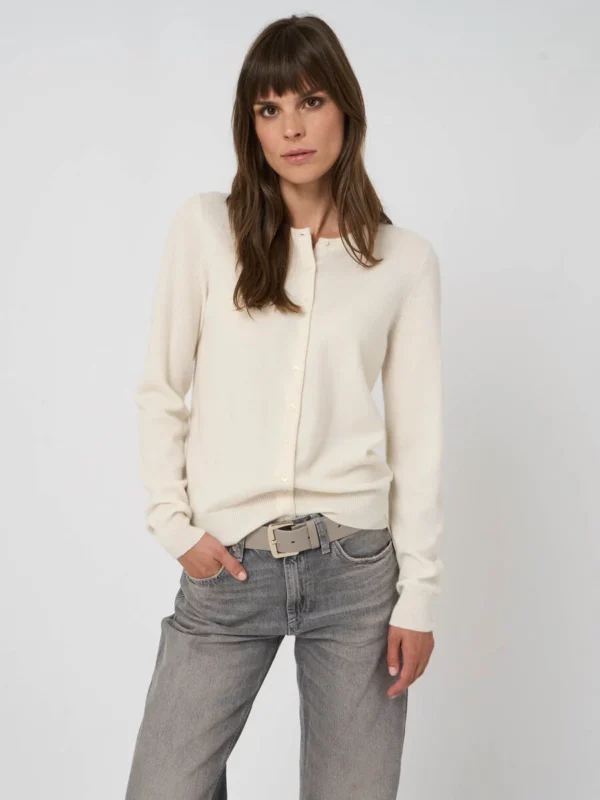 Repeat Cashmere - Classic Cashmere Cardigan Cream