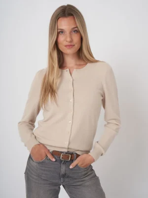 Repeat Cashmere - Classic Cashmere Cardigan Natural