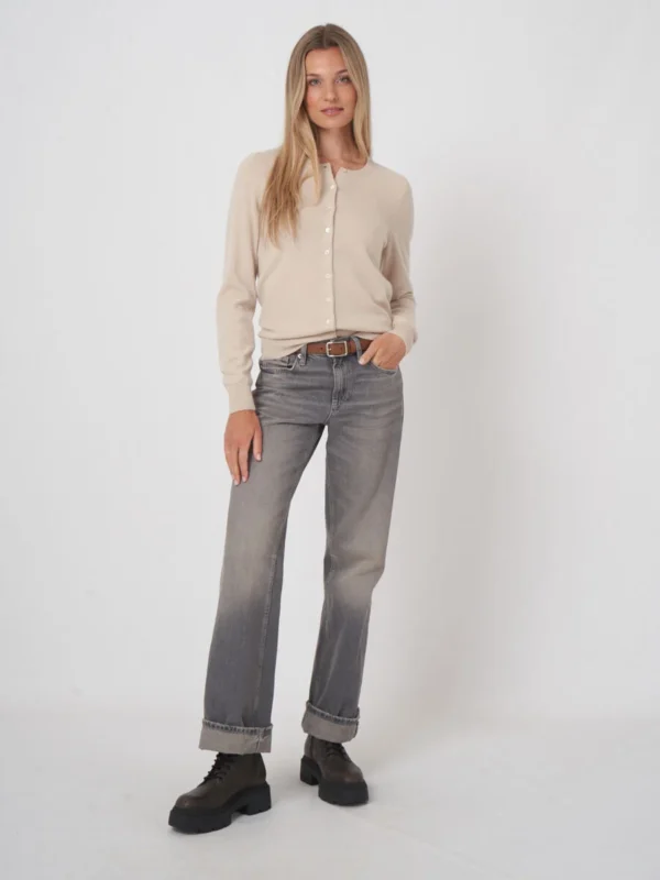 Repeat Cashmere - Classic Cashmere Cardigan Natural