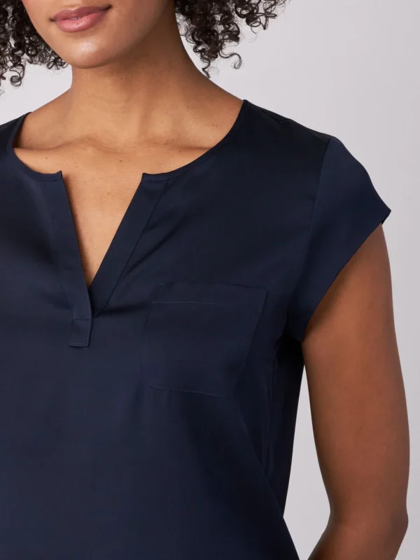 Repeat Cashmere - Short - Sleeved Silk Top With Pocket - Image 12