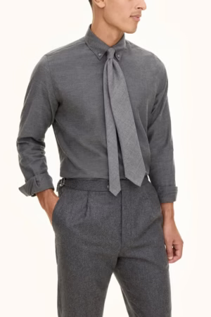 Oscar Jacobson - Slim Fit Button Down Flannel Shirt Grey