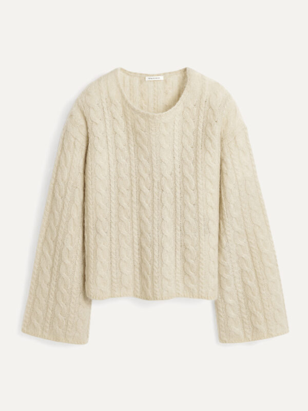 By Malene Birger - Cierra Cable-Knit Sweater Oyster Gray