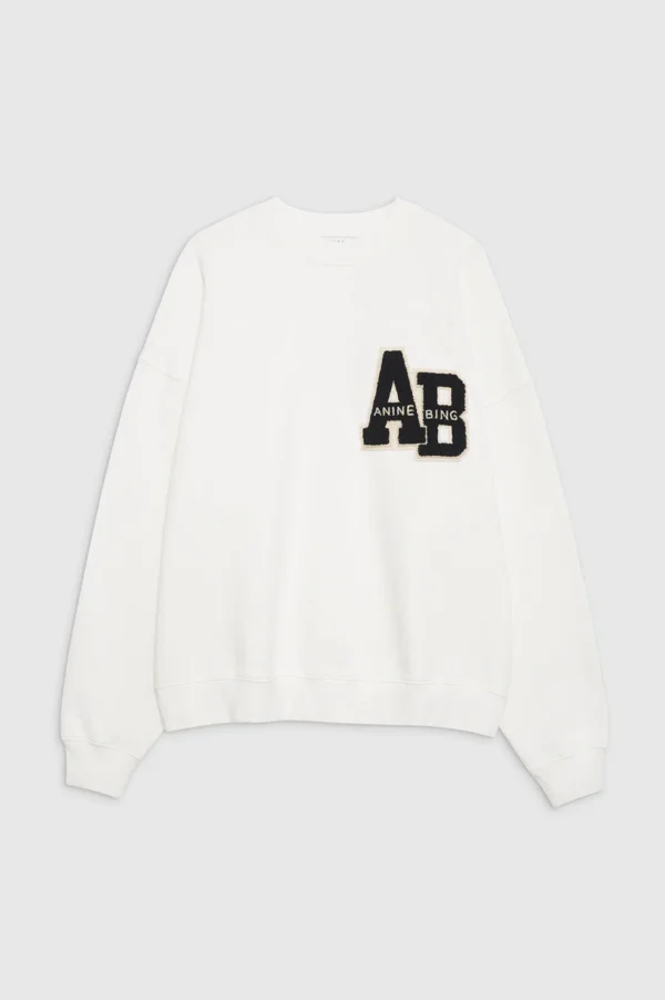 Anine Bing - Miles Oversize Sweatshirt Letterman Off White