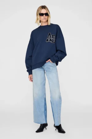 Anine Bing - Miles Oversized Sweatshirt Letterman Navy