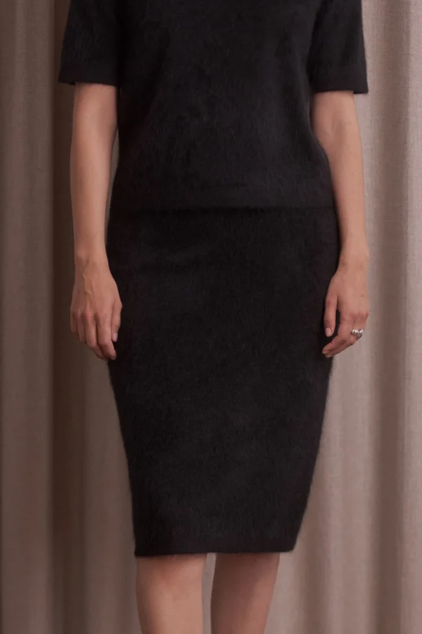 Original Story - Knee Length Cashmere Skirt Black