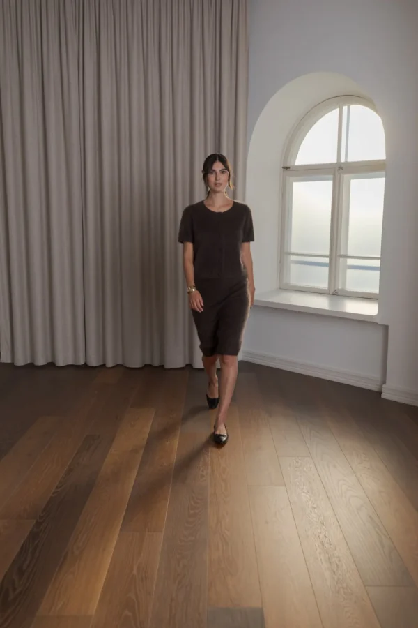 Original Story - Knee Length Cashmere Skirt Dark Chocolate