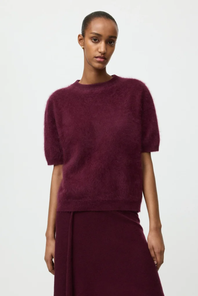 Soft Goat - Brushed Short Sleeve Bordeaux