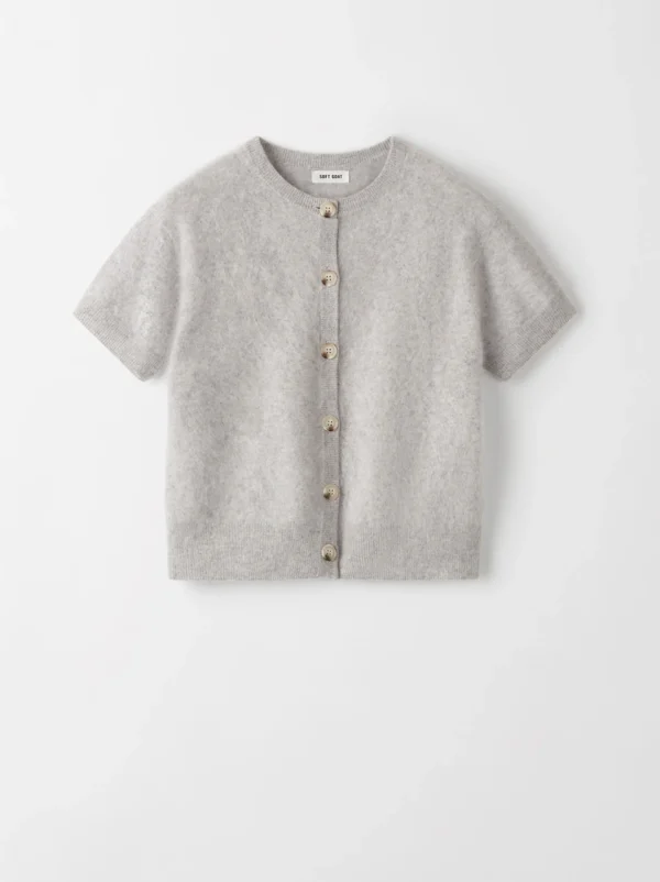 Soft Goat - Short Sleeve Cashmere Cardigan Light Grey