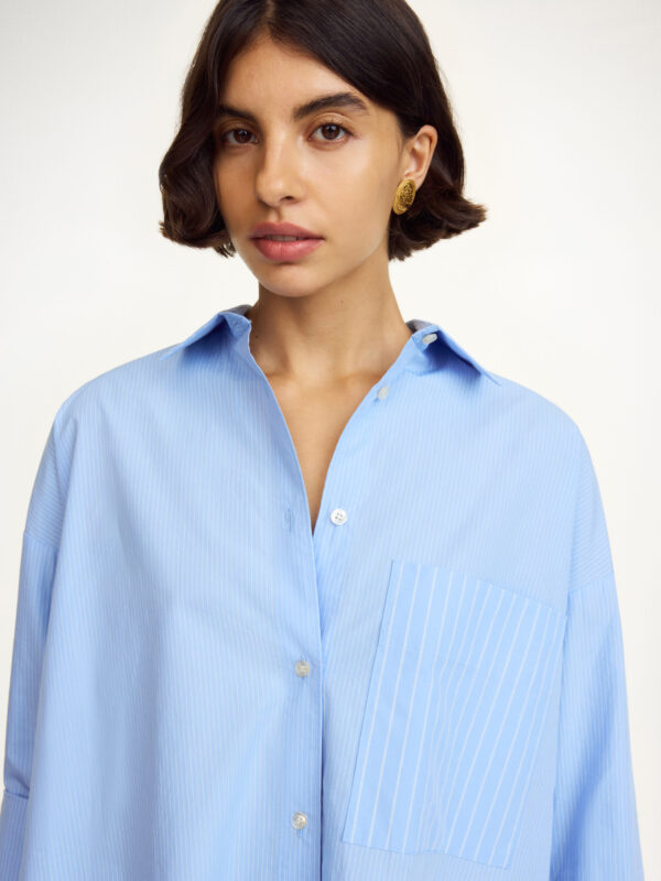 By Malene Birger - Derris Organic Cotton Shirt Blue Iris Stripe Small