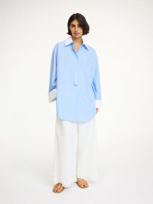 By Malene Birger - Maye Organic Cotton Shirt Blue Iris Stripe Big