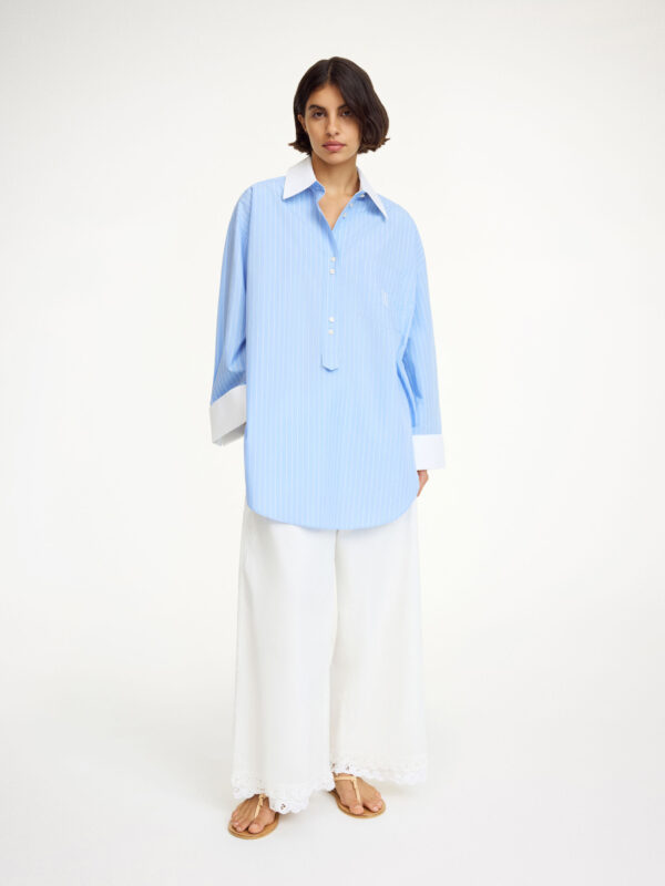 By Malene Birger - Maye Organic Cotton Shirt Blue Iris Stripe Big