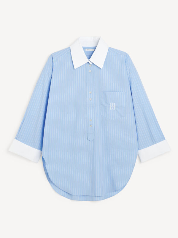 By Malene Birger - Maye Organic Cotton Shirt Blue Iris Stripe Big