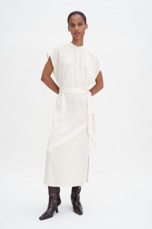 Filippa K - Belted Stand Collar Dress Cream