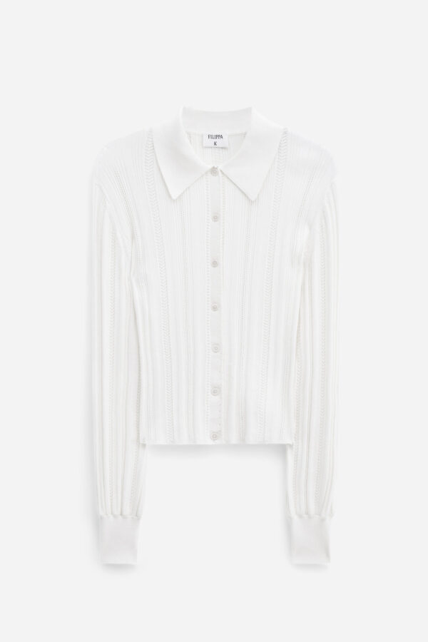 Filippa K - Braid Knit Cardigan Pearl White