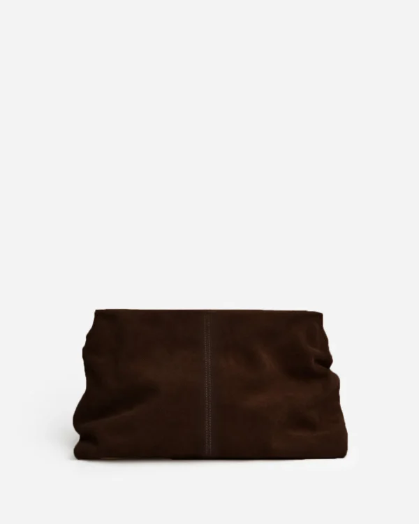 Flattered - Clay Clutch Suede Chocolate