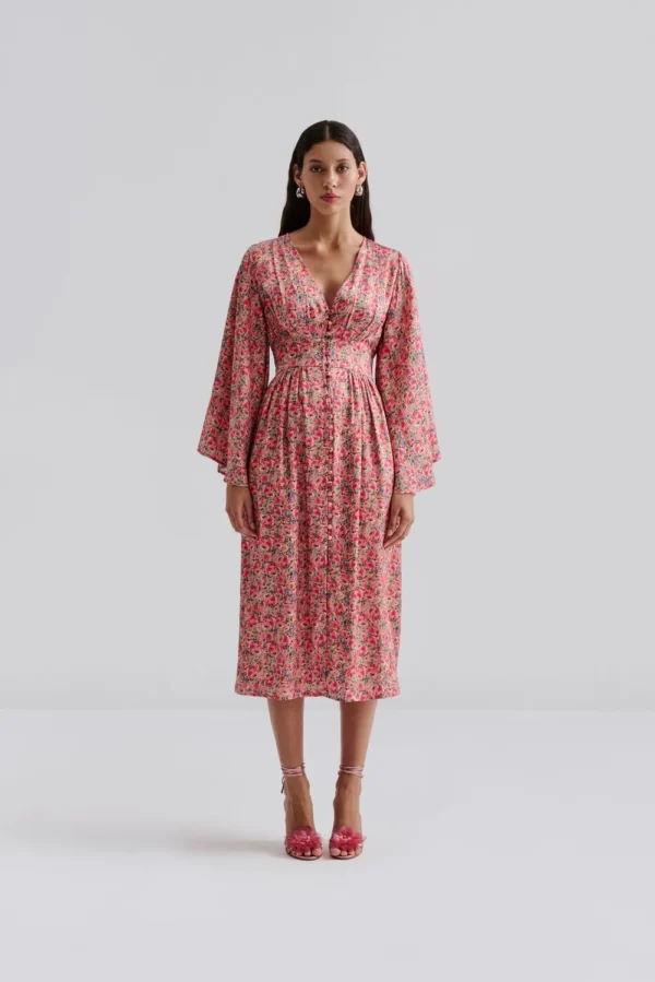 Malina - Auden Midi Dress Pink Ditsy