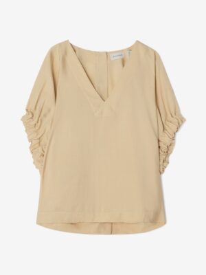 House of Dagmar - Rouched V-Neck Desert Sand