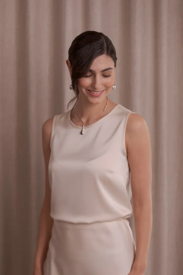 Original Story - Sleeveless Satin Top Cream