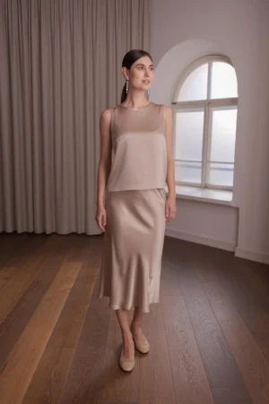 Original Story - Sleeveless Satin Top Latte