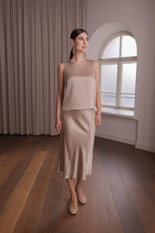 Original Story - Sleeveless Satin Top Latte