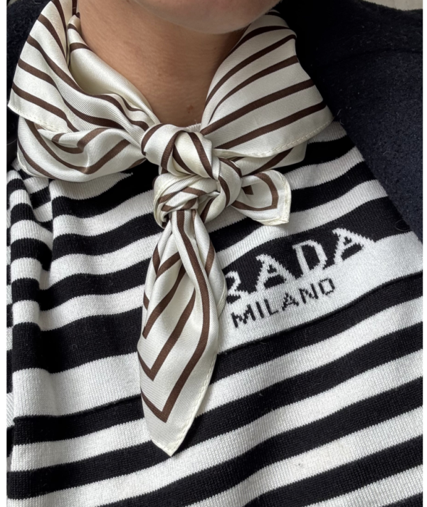 Le Scarf - Striped Scarf Cream & Mocha Mousse