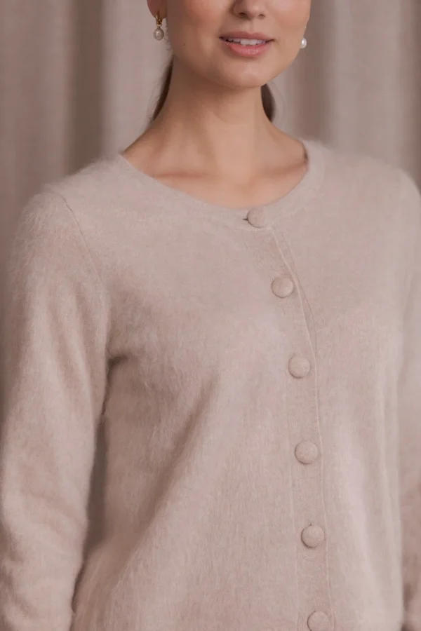 Original Story - Long Sleeve Brushed Cashmere Cardigan Latte