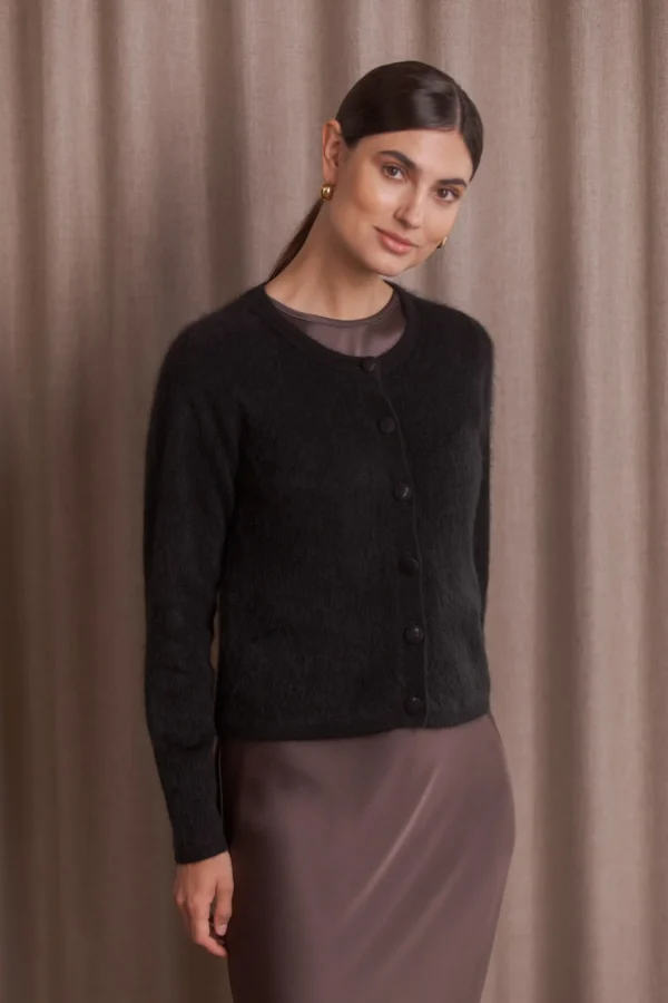 Original Story - Long sleeved Brushed Cashmere Cardigan Black