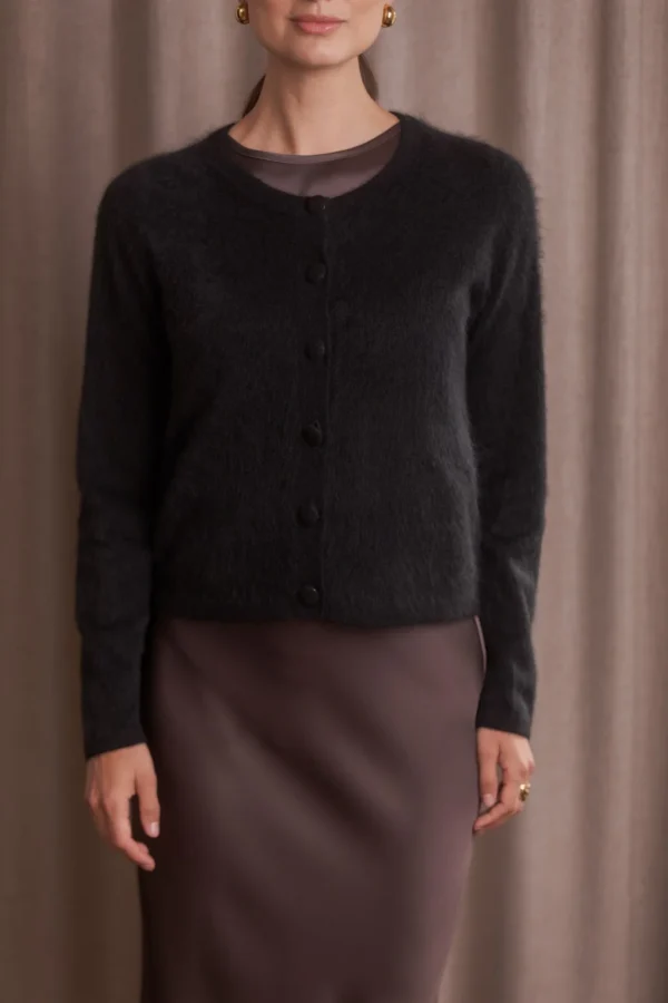 Original Story - Long sleeved Brushed Cashmere Cardigan Black