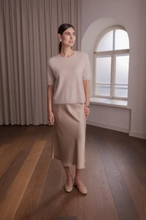 Original Story - Midi Satin Skirt Latte