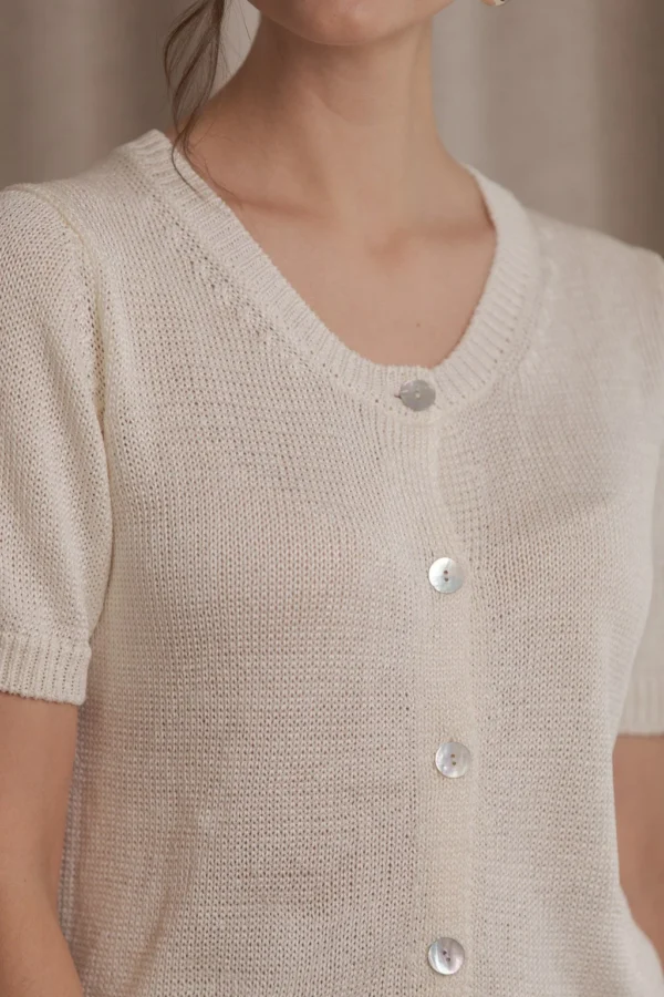 Original Story - Short-Sleeved Linen Blend Cardigan