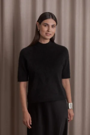 Original Story - Short-Sleeved Mock Turtleneck Black