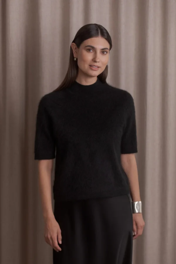 Original Story - Short-Sleeved Mock Turtleneck Black