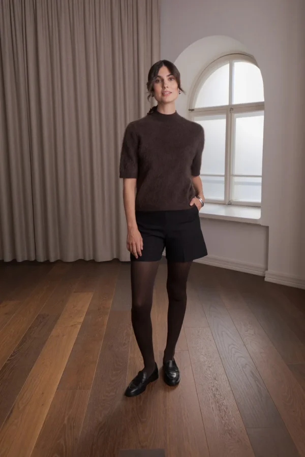 Original Story - Short-Sleeved Mock Turtleneck Dark Chocolate