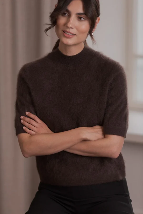 Original Story - Short-Sleeved Mock Turtleneck Dark Chocolate
