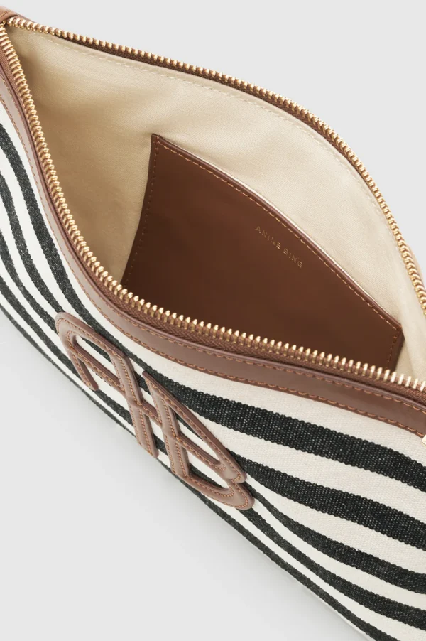 Anine Bing - Lili Pouch Black and Natural Stripe