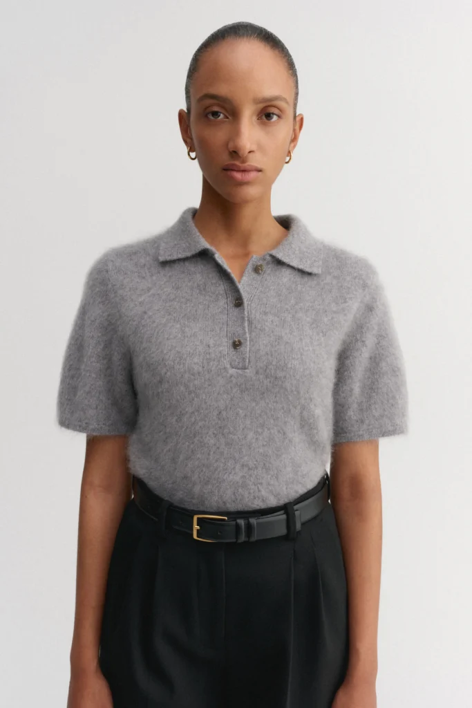 Almada Label - Maika Brushed Collar T-Shirt Grey