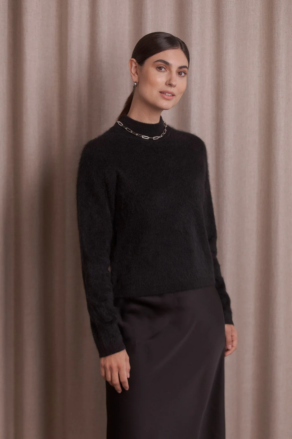 Original Story - Long Sleeve Mock Neck Black