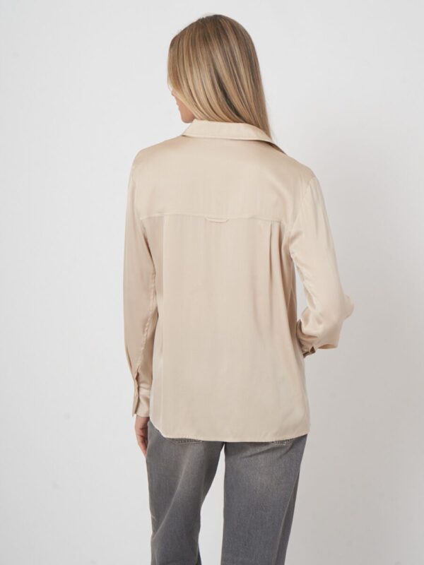Repeat Cashmere - Silk shirt with slide slits Natural