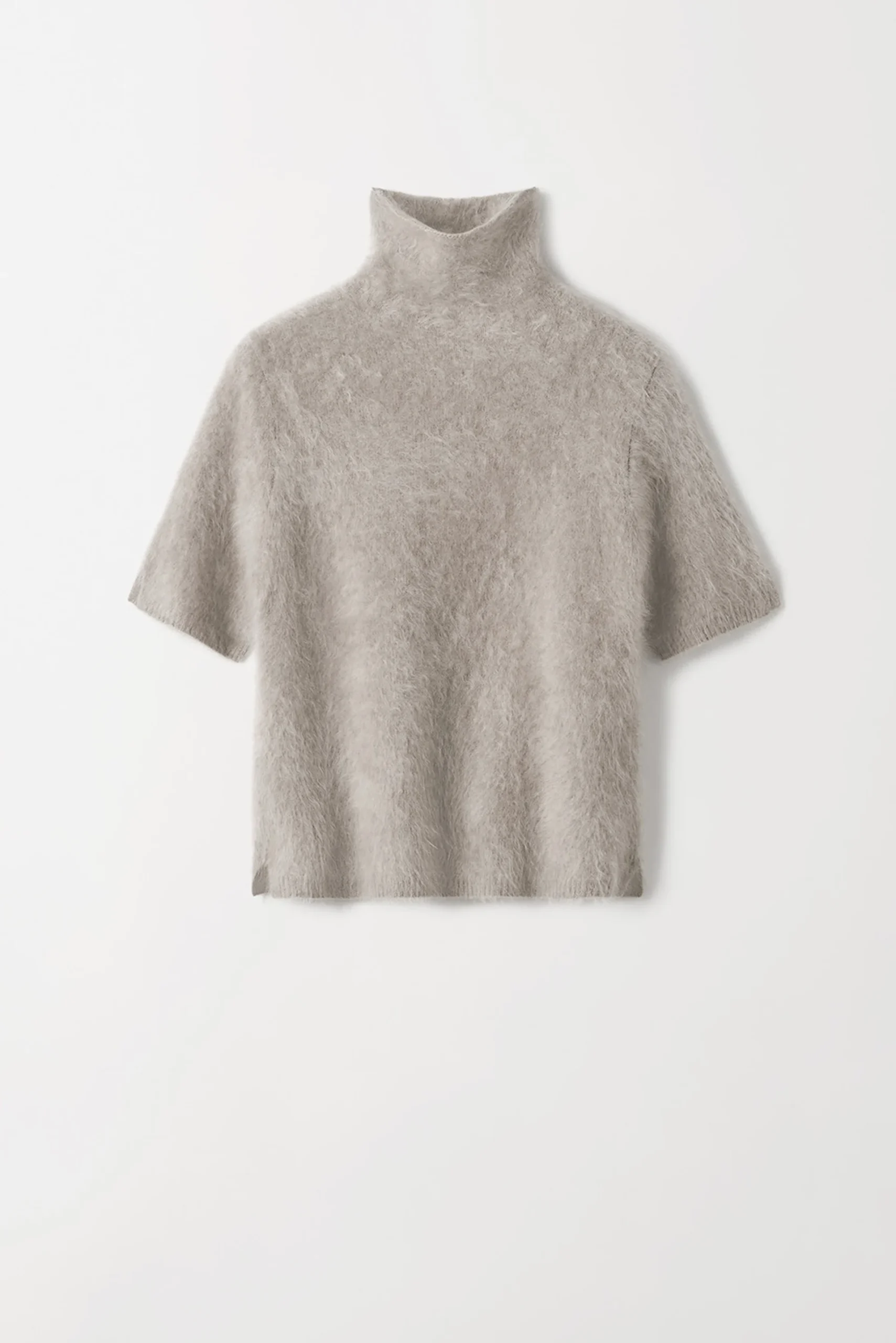 Soft Goat - Brushed Short Sleeve Turtleneck Greige