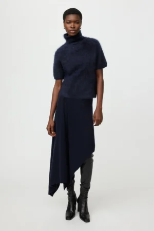 Soft Goat - Brushed Short Sleeve Turtleneck Navy