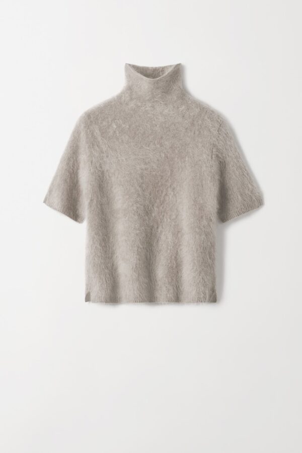 Soft Goat - Brushed Short sleeve Turtleneck Greige