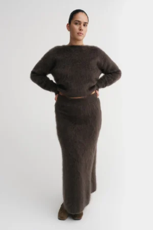 Almada Label - Umi Brushed Cashmere Skirt Chocolate
