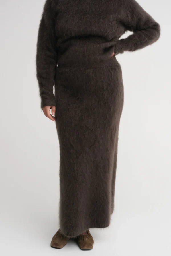 Almada Label - Umi Brushed Cashmere Skirt Chocolate