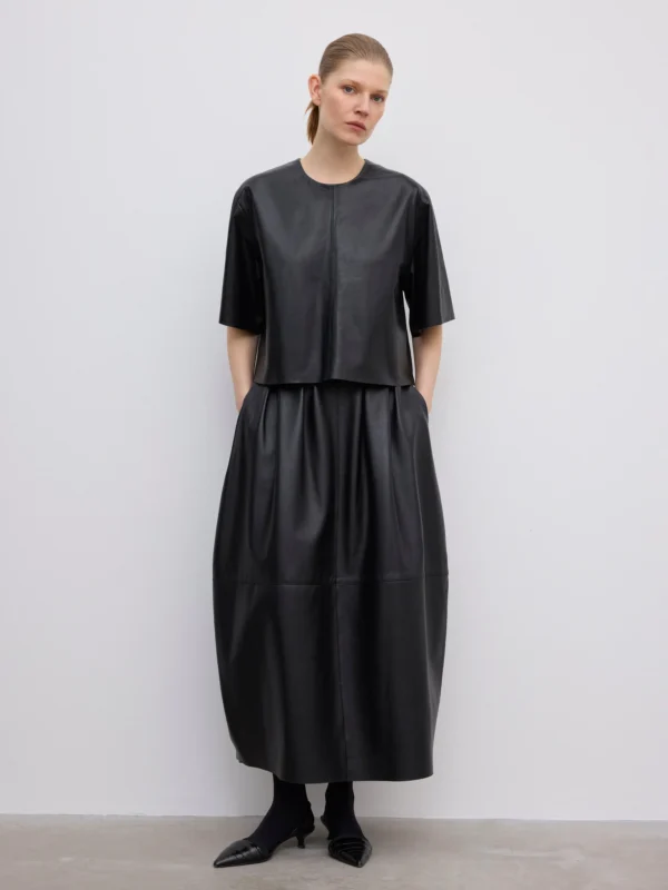 Dagmar - Leather T-Shirt Top
