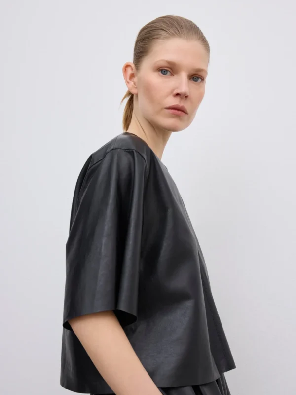 Dagmar - Leather T-Shirt Top