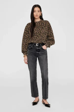 Anine Bing - Miles Sweatshirt Black and Brown Leopard