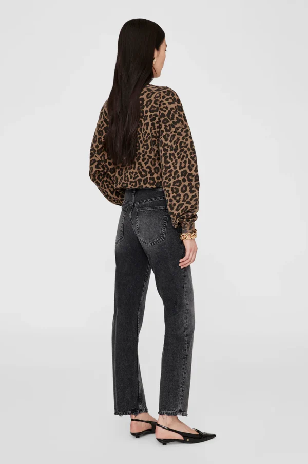 Anine Bing - Miles Sweatshirt Black and Brown Leopard