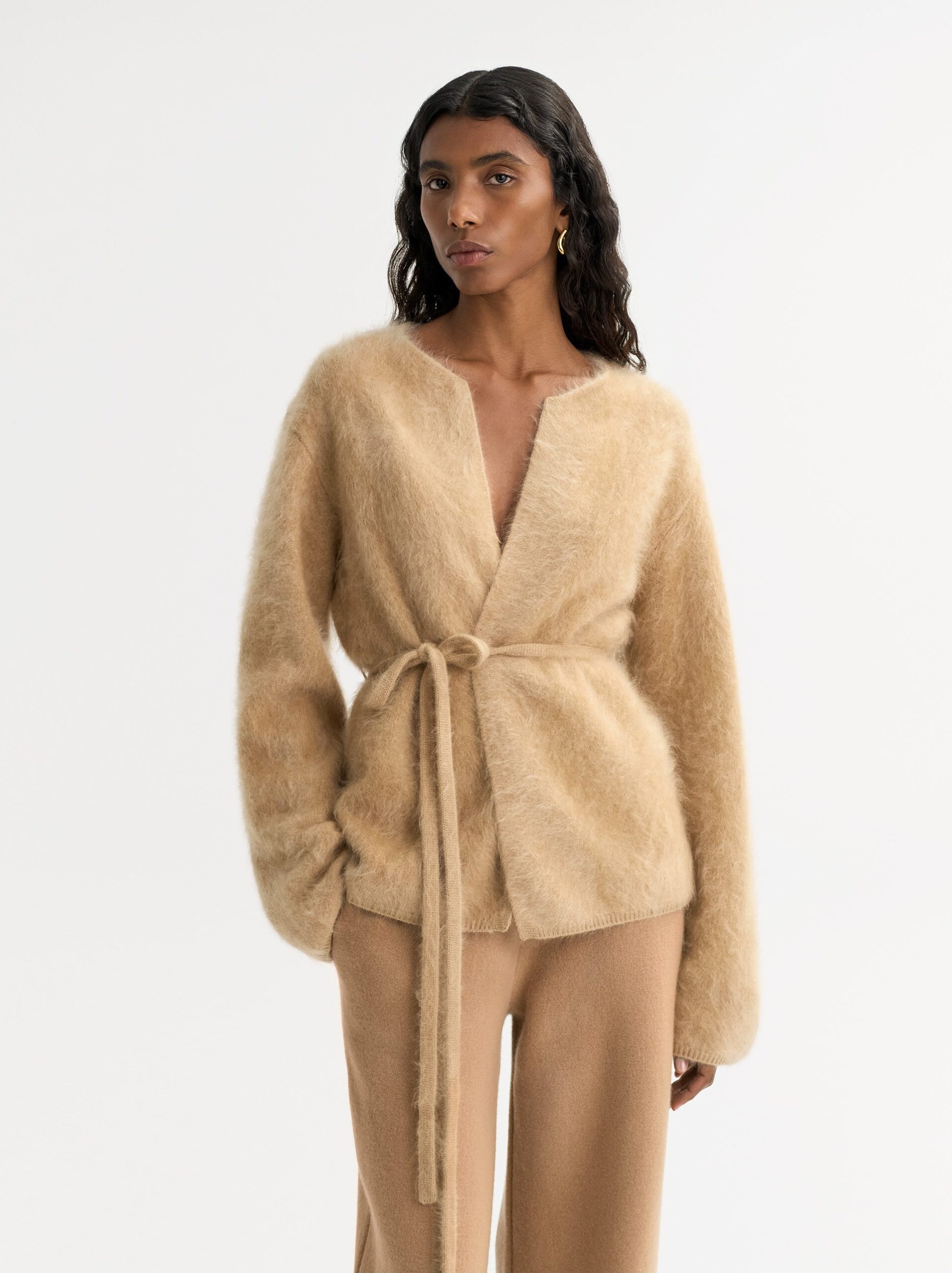 Soft Goat - Brushed Cardigan Camel