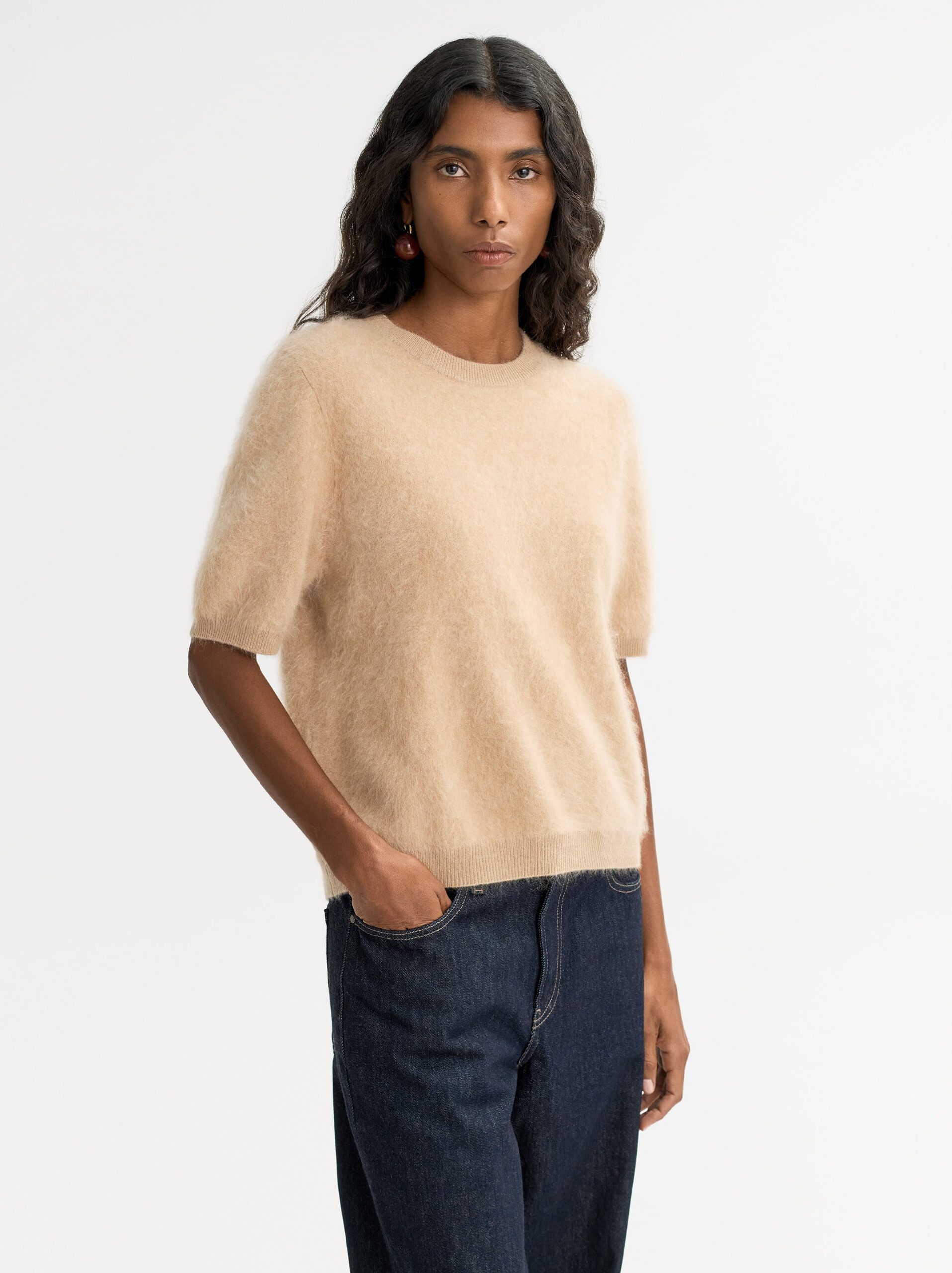 Soft Goat - Brushed Short Sleeve Camel