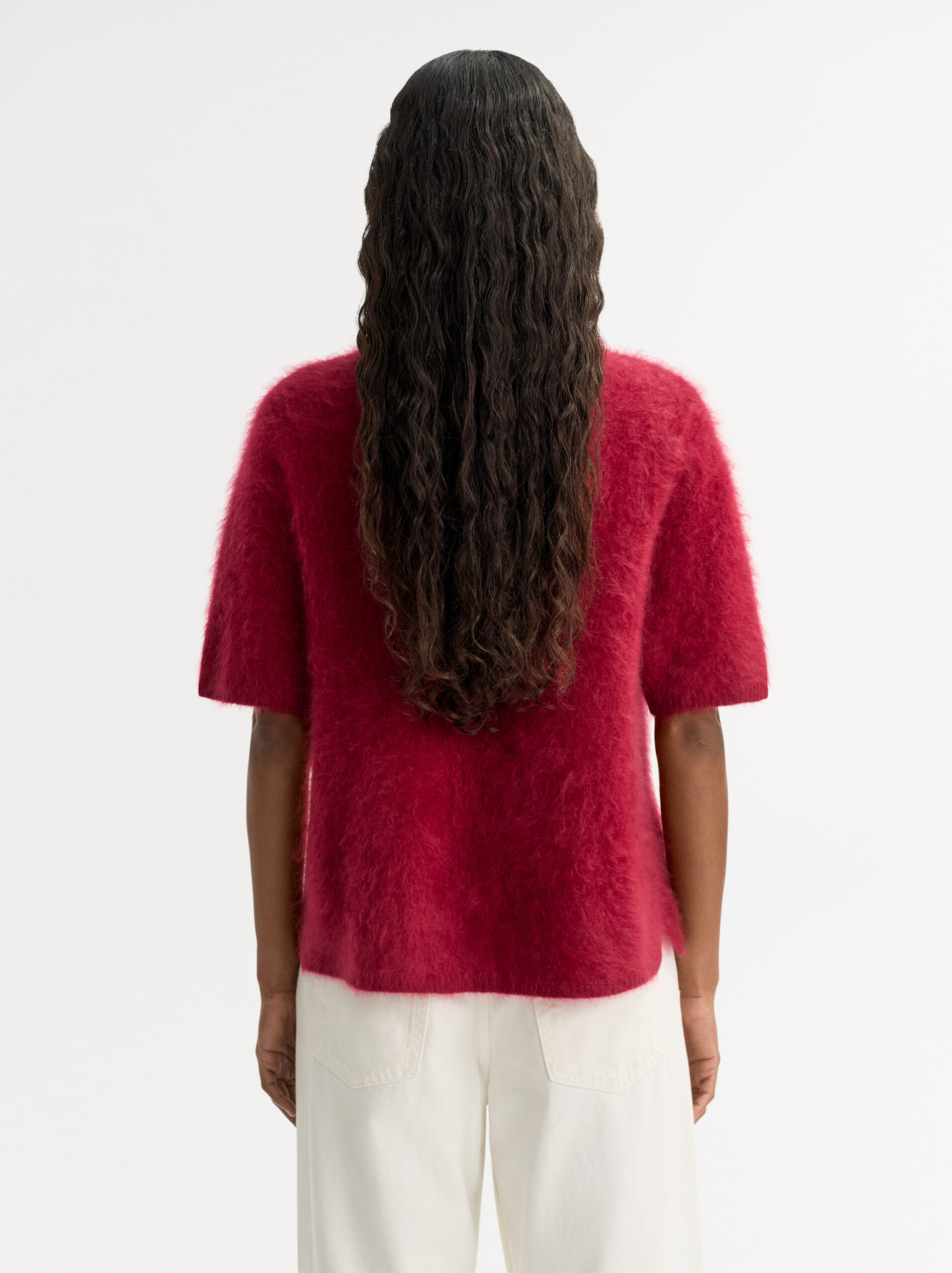 Soft Goat - Brushed Short Sleeve Turtleneck Dahlia